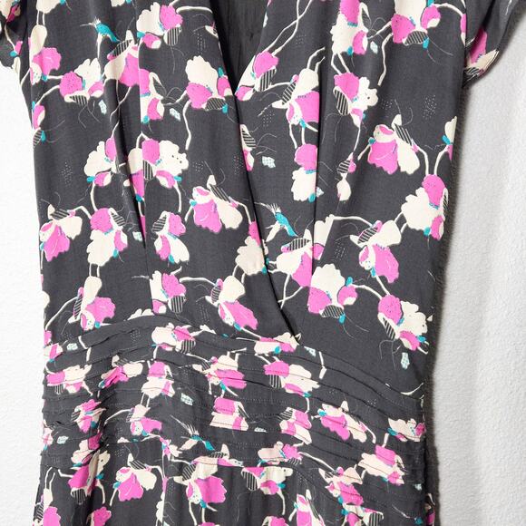 Temperley London Women’s Silk Dress Size 12 Mod Romantic Graphic Floral Vintage - Picture 4 of 11